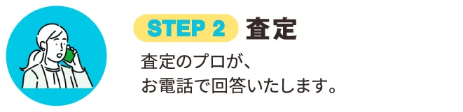 STEP 2 査定 査定のプロが､お電話で回答いたします｡
