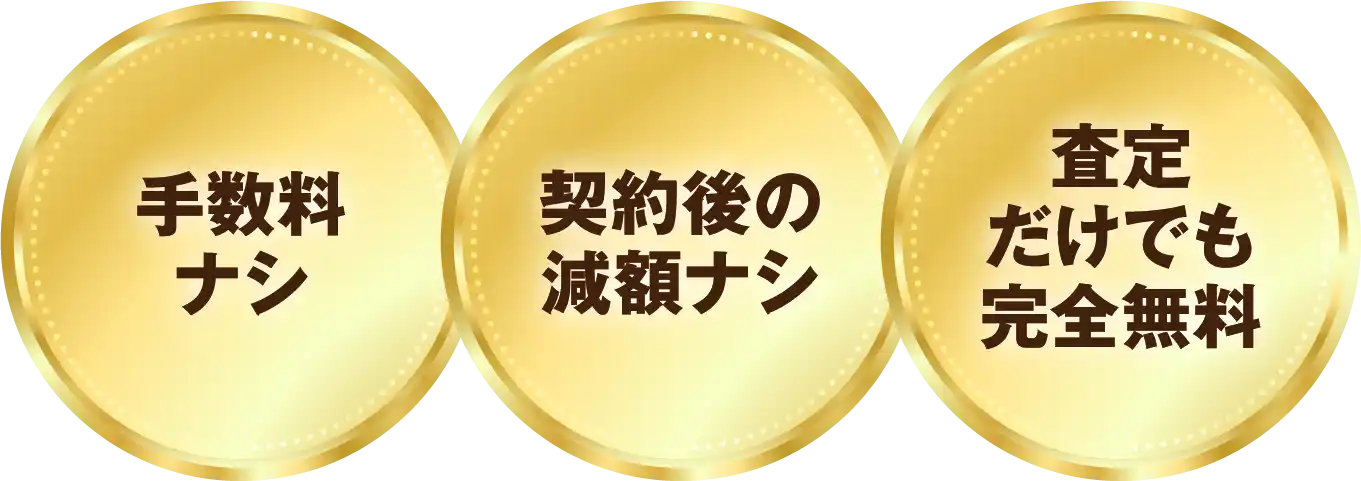 手数料ナシ 契約後の減額ナシ 査定だけでも完全無料
