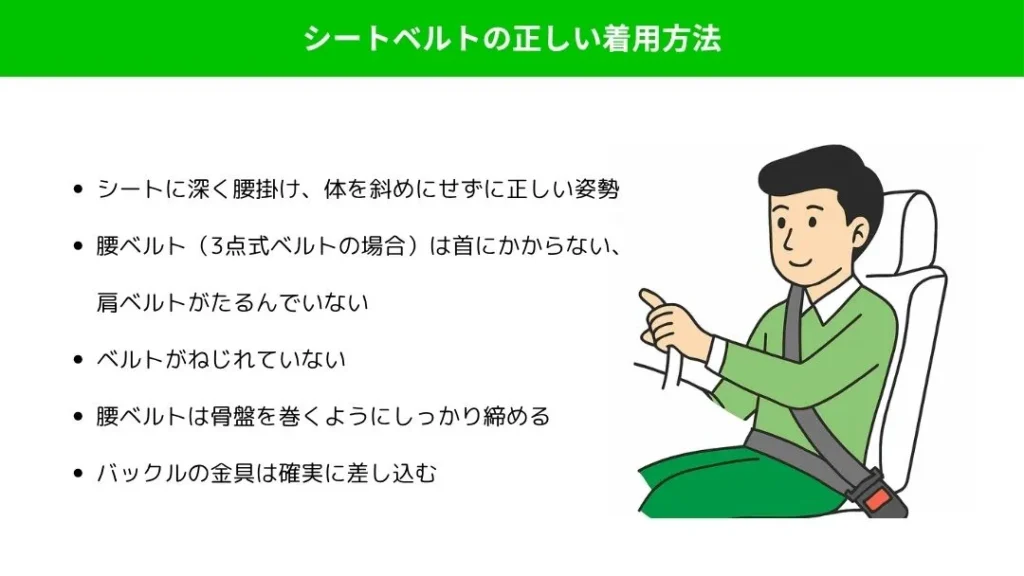 シートベルトの正しい着用方法 | 廃車買取のソコカラ 後部座席でもシートベルト着用は義務!正しくシートベルトを着用しよう
