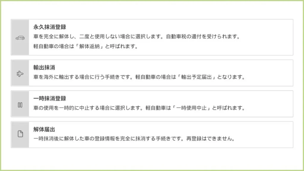 廃車手続きの種類