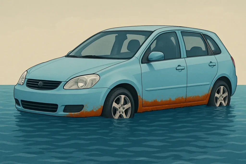 水没した車のイラスト