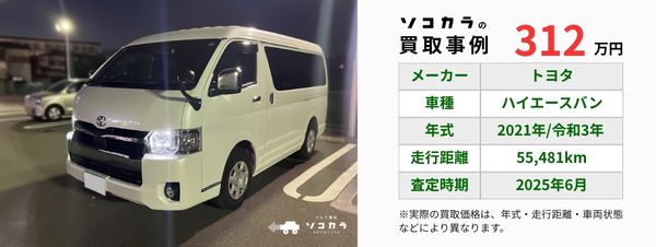 ハイエースバン 買取事例 | 車買取のソコカラ ハイエースバン 買取相場