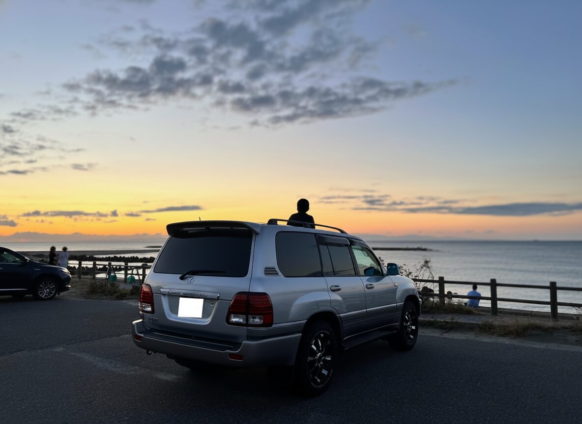 ソコカラで買い取らせていただいたランドクルーザーバンとお客様のお写真